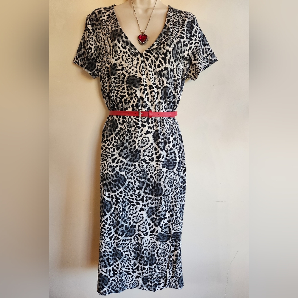 NWT Black White Animal Print Dress -Large
